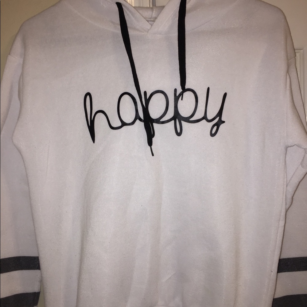 White “happy” Hoodie